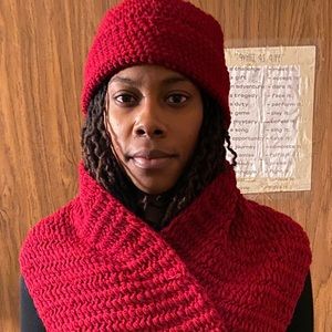 Handmade-scarf and hat by Lydia Fludd